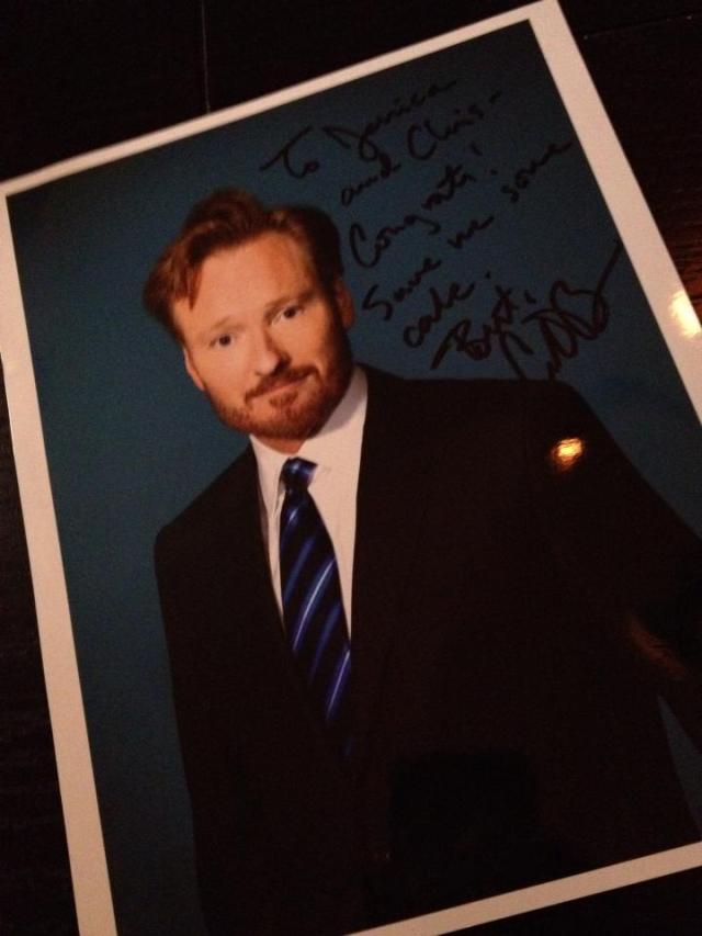 Autographed picture of Conan O'Brien with a custom message