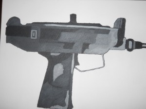 Uzi painted in full color scheme.