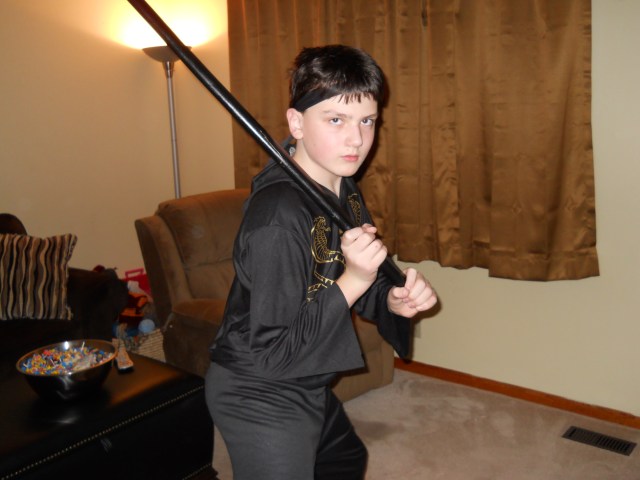 Here's my son's Scorpion ninja that complemented my witch.